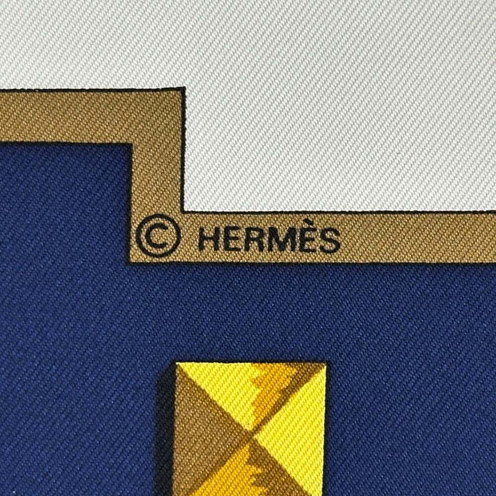HERMES Blue Silk Scarf - Picture 4 of 9